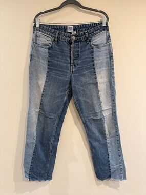 BDG Two-Tone Blue Panel Straight Leg Jeans - Women's